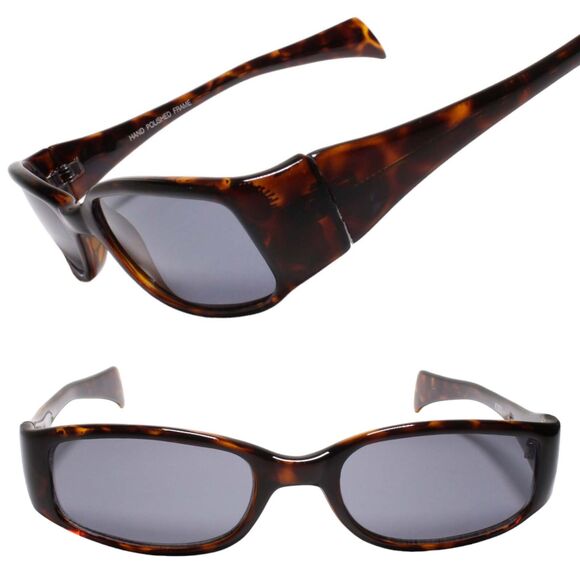 Classic True Vintage Y2K Old Stock Wide Temple Tortoise Rectangle Sunglasses - Picture 1 of 3